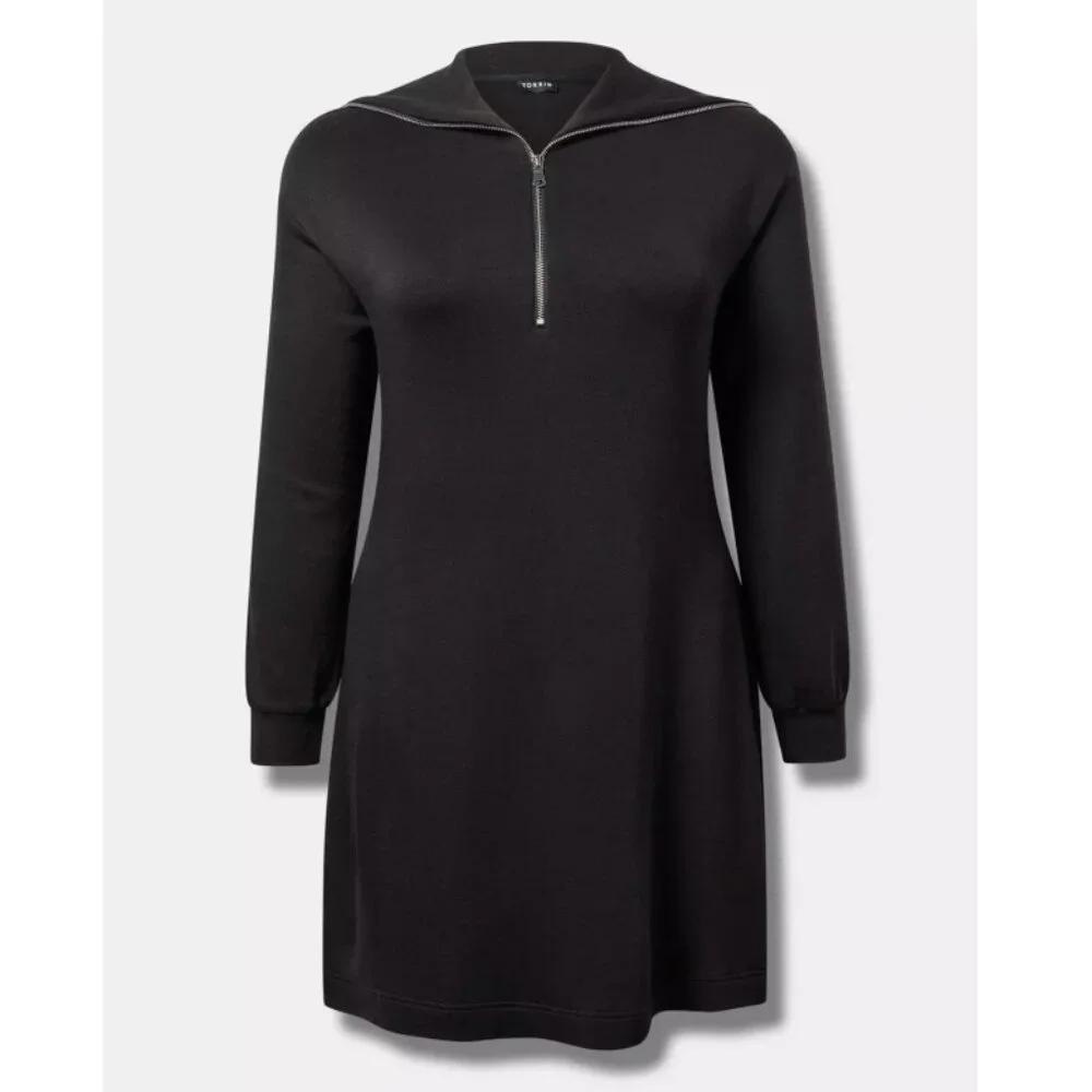 NWT Torrid 2 Black Scuba Quarter Zip Mini Dress 2X 18 20
